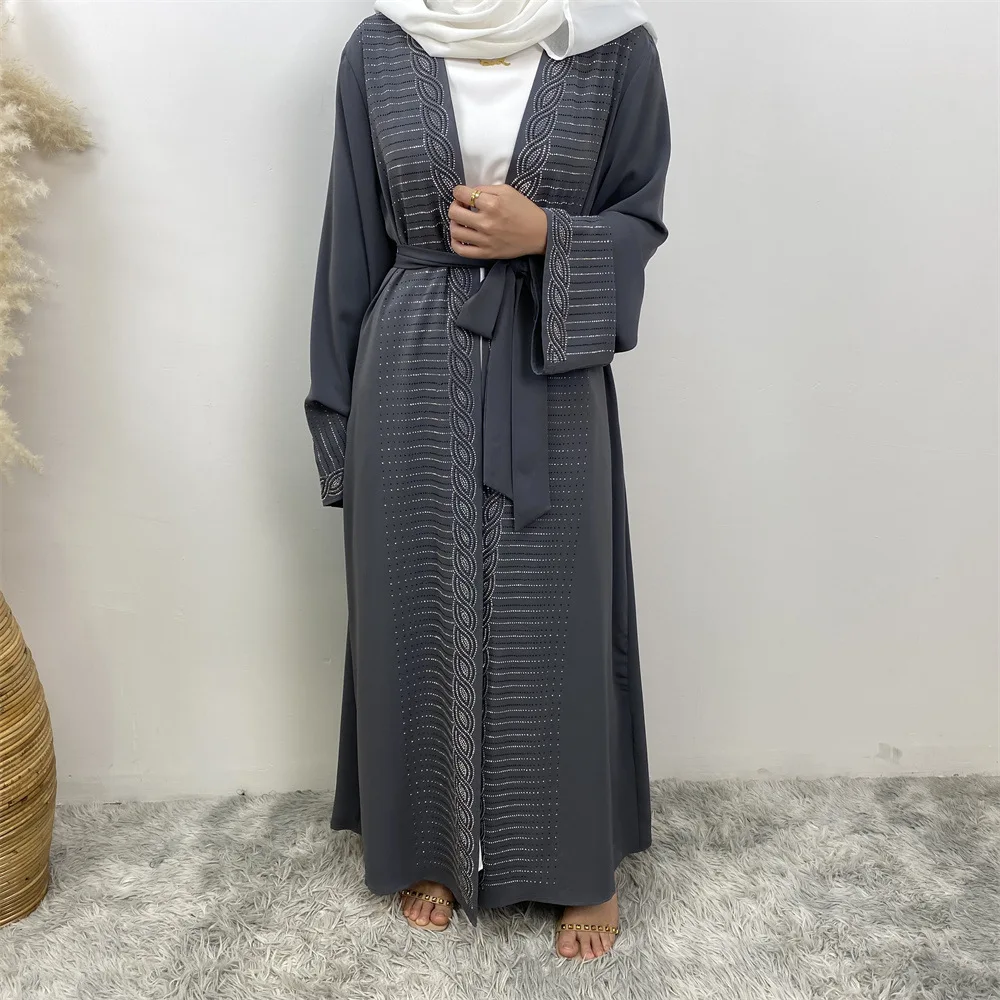 

Diamonds Abayas for Women 2024 Muslim Dress Turkey Dubai Open Abaya Kimono Jalabiya Islamic Clothing Kebaya Robe Caftan Ramadan