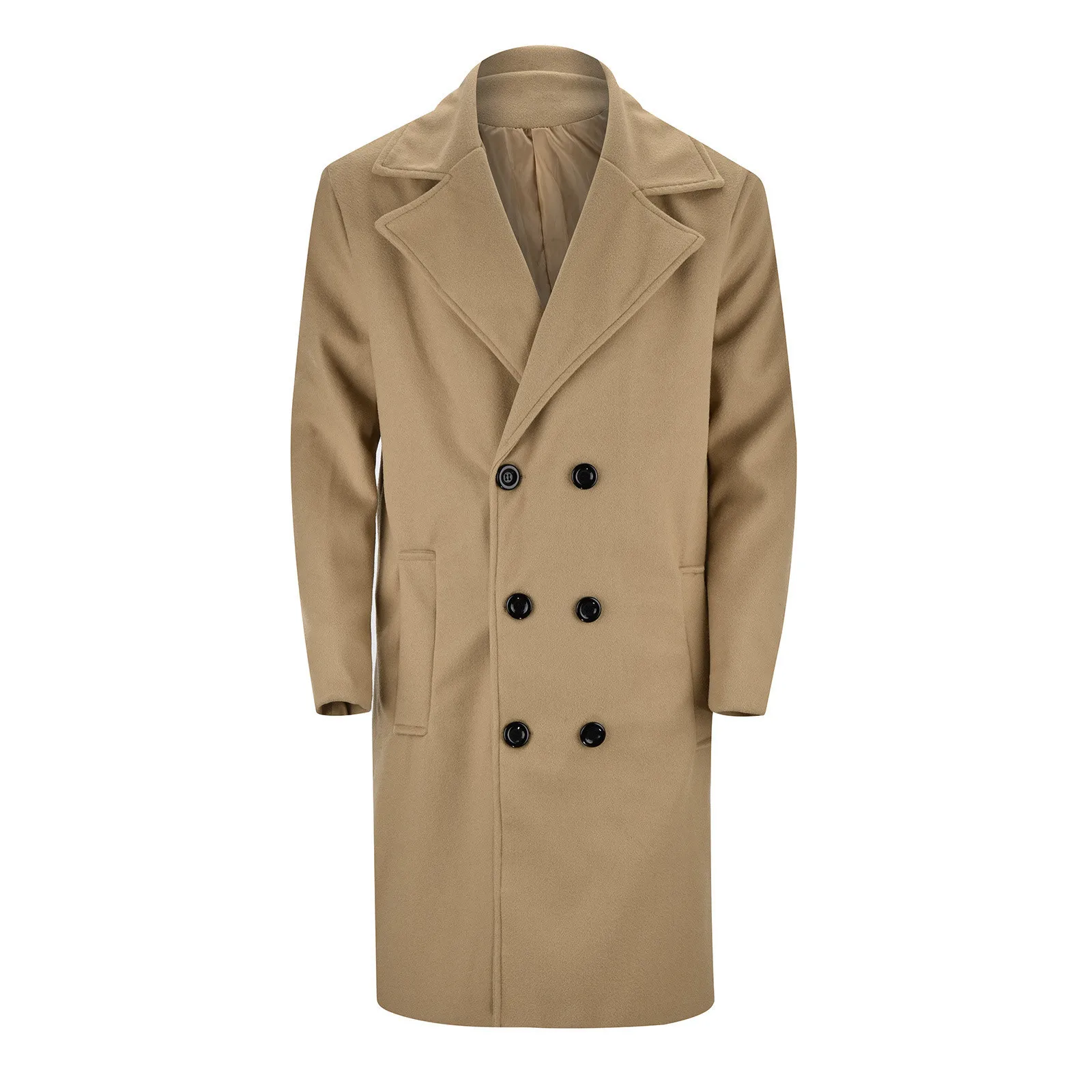 Trench doppiopetto da uomo 2024 Autunno Inverno misto lana Giacca da cappotto maschile in tinta unita moda casual slim fit di alta qualità