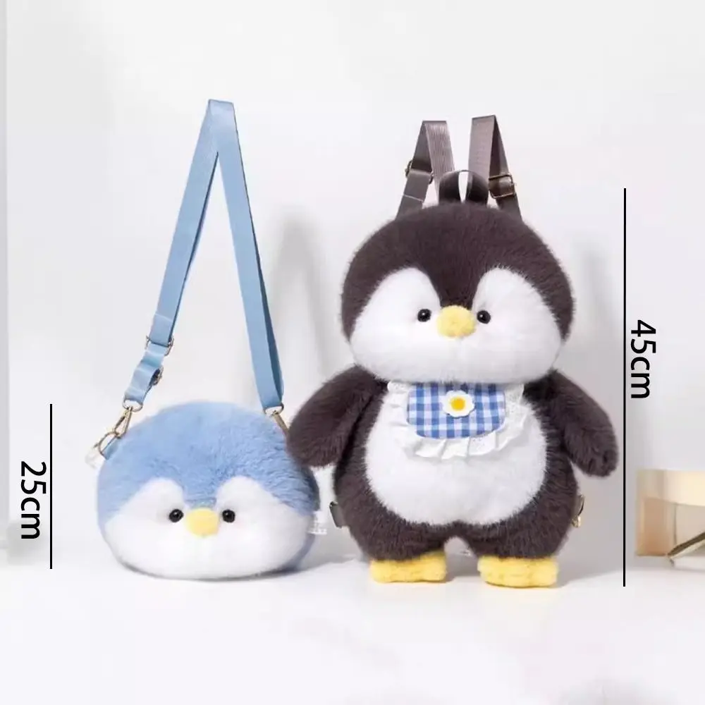 Zaini per bambole in peluche pinguino portatili Borsa in peluche ripiene di peluche soffice Borsa a tracolla morbida per signora Giocattoli