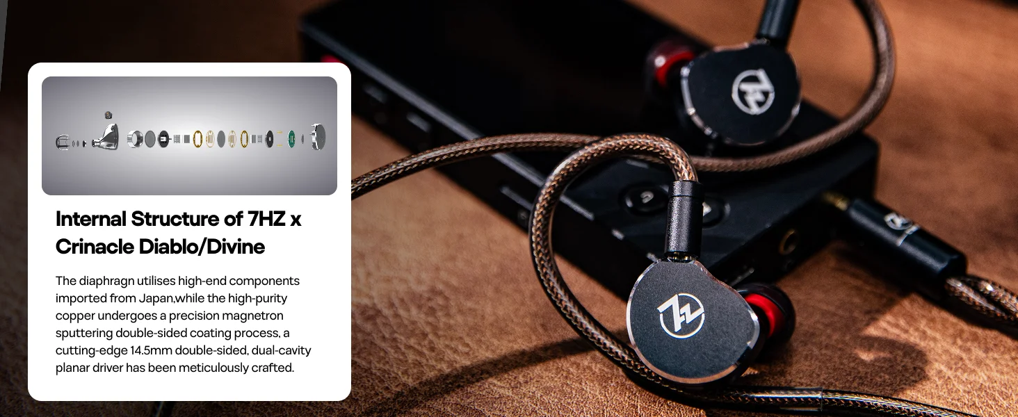 7Hz x Crinacle: Di-ablo/Divine Planar Magnetic Driver In-Ear-Monitore mit hochwertigen Aluminiumgehäusen und abnehmbarem Kabel – Detail 2