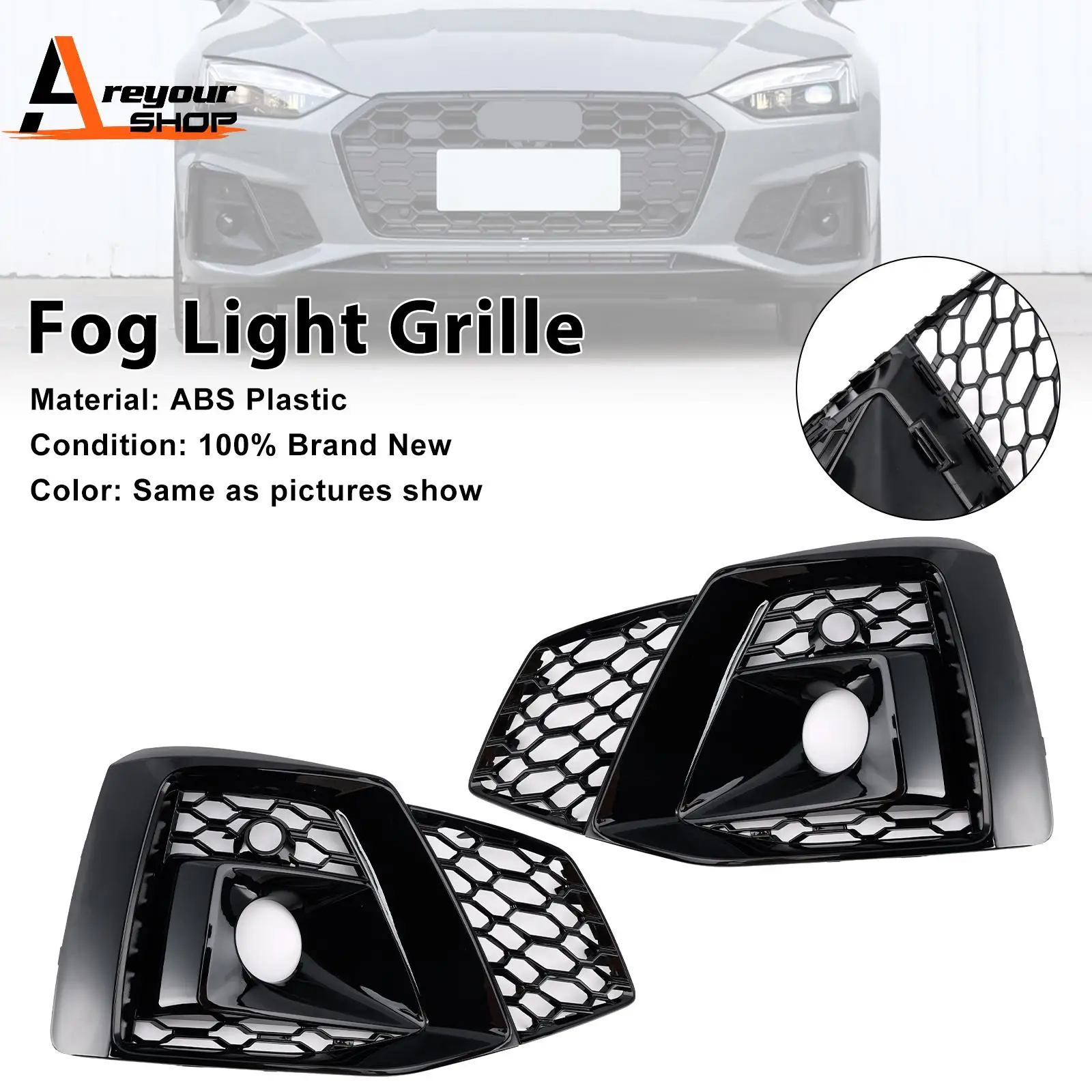 

2PCS Front Bumper Fog Light Cover Grille 8W6807682T3Q7 Fit for Audi S5 2020 2021 2022 2023