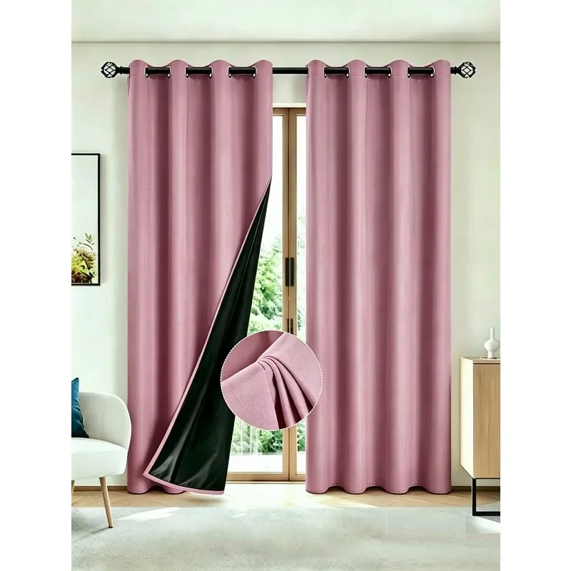 New Full Blackout Curtain Lining Solid Color Waterproof Finished Curtains Living Room Bedroom Balcony Blackout Curtains