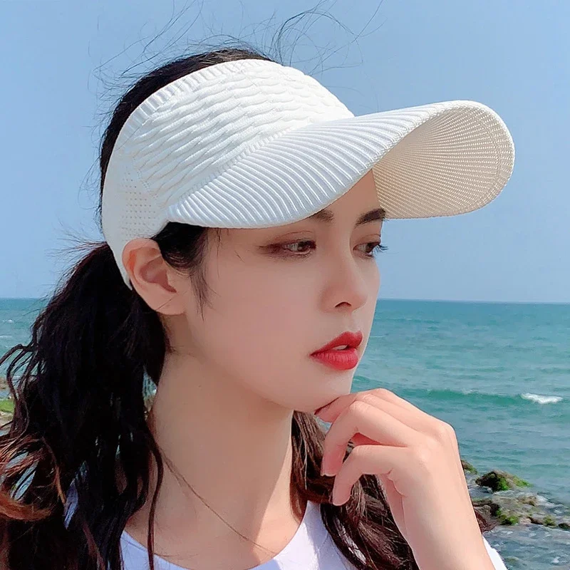 Long Brim Ponytail Baseball Caps Women Casual Hollow Out Breathable Empty Top Hats Spring Summer Outdoor Sports Golf Beach Hats