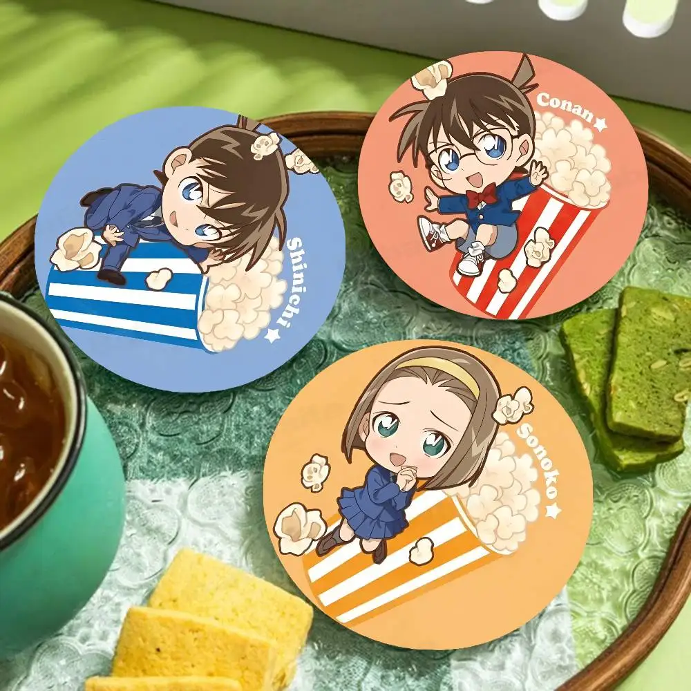 Detective Conan Natural Wood Coaster Creative Cartoon Absorbent Cushion Coffee Mug Bowl Cushion Insulation Cushion