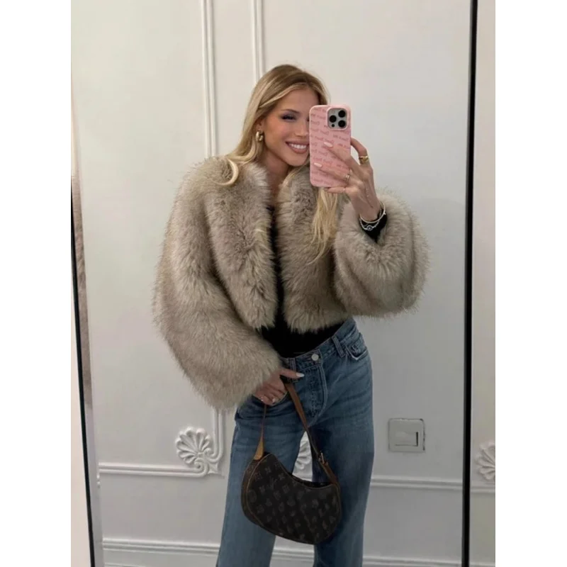 

Новые женские зимние шубы из искусственного меха 2026 года: модные женские шубы, теплая верхняя одежда, пушистая куртка из искусственного меха лисы.