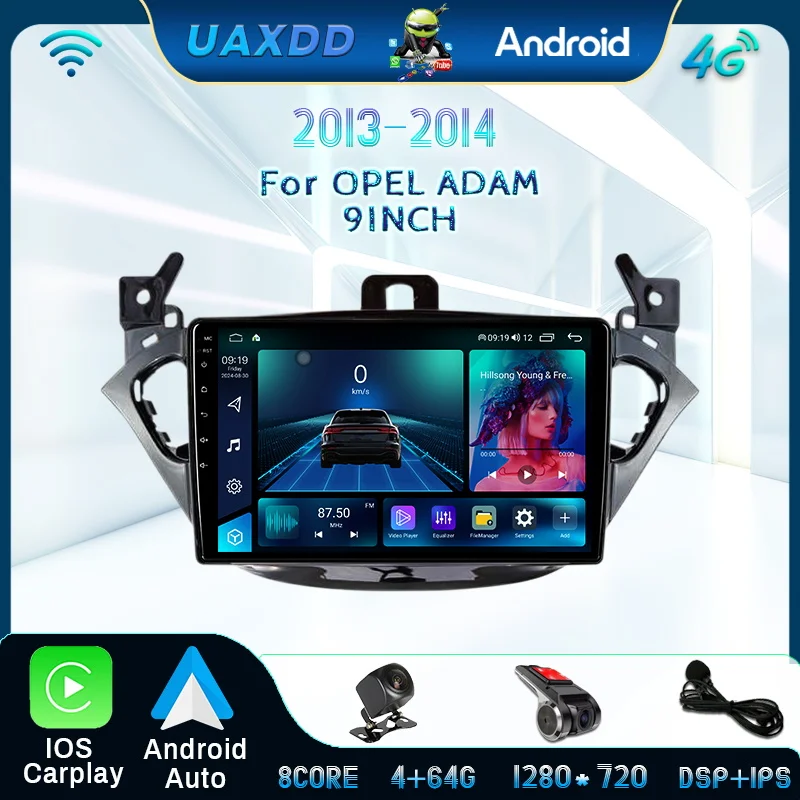 For OPEL ADAM 2013-2014 Android HD navigation screen Car Interior stereo radio multimedia video player AI Voice All In One 9inch