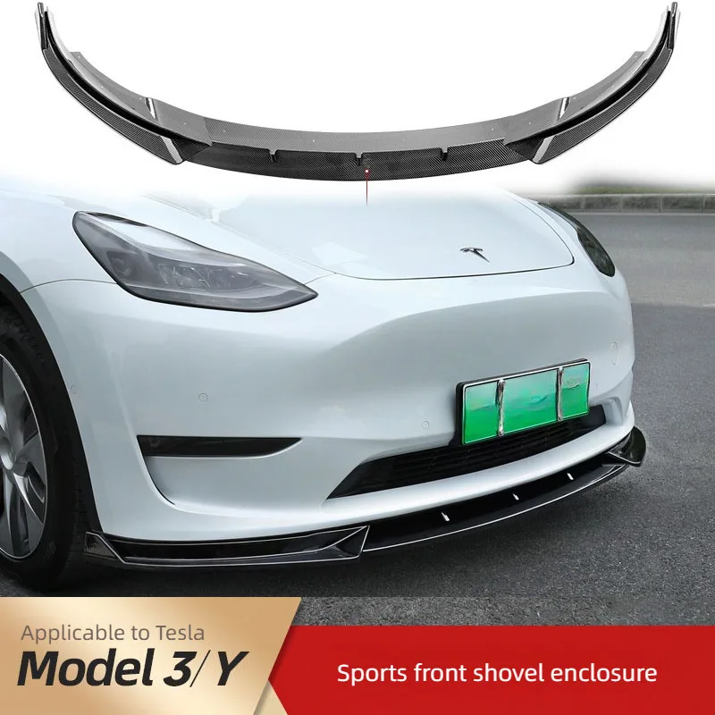 Per tesla model 3 Y spoiler anteriore in fibra di carbonio nero opaco kit corpo 1 pezzo 2018-2023 Splitter diffusore Tuning accessori