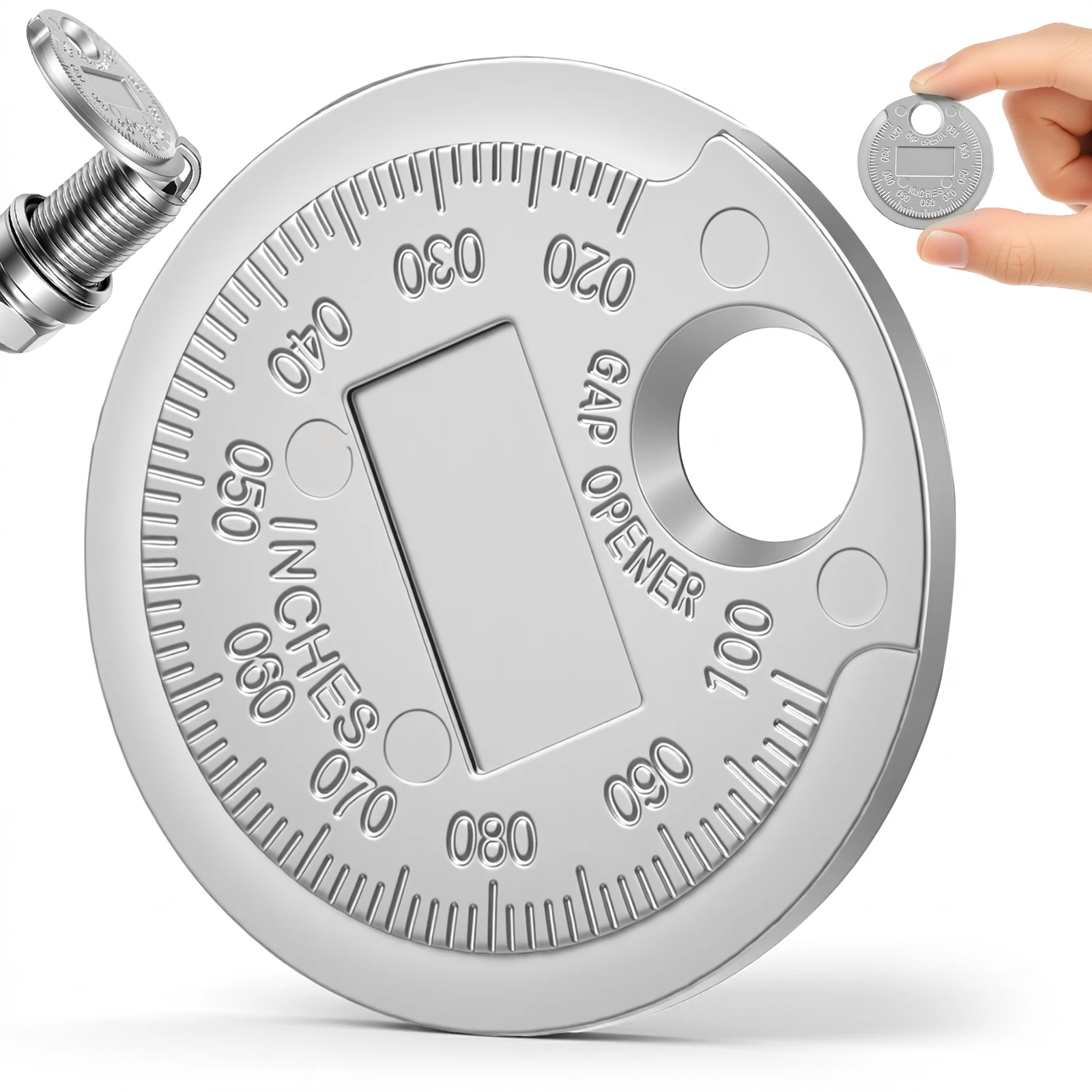 Coin-Type Spark Plug Gap Gauge Zinc Alloy Imperial and Metric Measurement for Automotive Motorcycle Spark Plug Measuring Tools