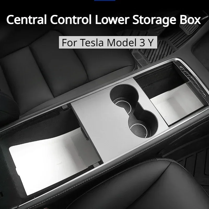 

Central Control Storage Box for Tesla Model 3 Y Armrest Box Lower Hidden Box Anti-slip Mat Stowing Tidying Auto Accessories 2023