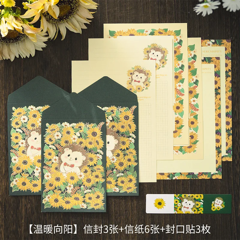 9Pcs Korean Cute Bear Rabbit Envelope Writing Paper Set