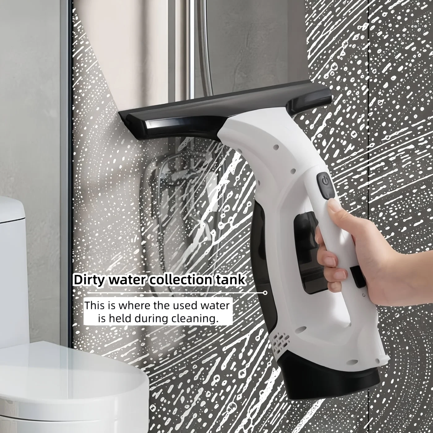 

Window Vacuum Squeegee Cordless, 2000Pa Electric Window Cleaner Tool with 2200mAh & 5.07oz Water Collection Tank