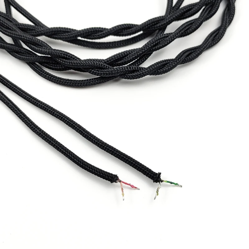 Kabel Earphone Jack seimbang 4.4mm, Headphone pengganti perbaikan kabel nilon kain inti kawat berlapis perak hitam