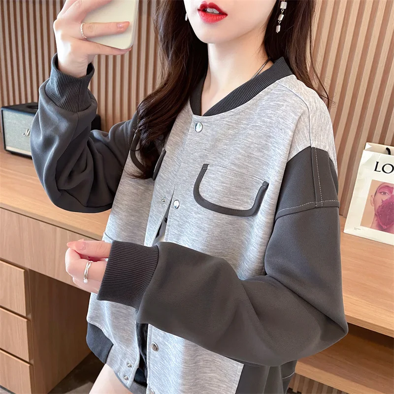 Damessweatshirts Oversize Lange mouw Rood V-hals Splitsen Persoonlijkheid Kaploos Micro Minimalistisch Geruit Dames Paar Slank