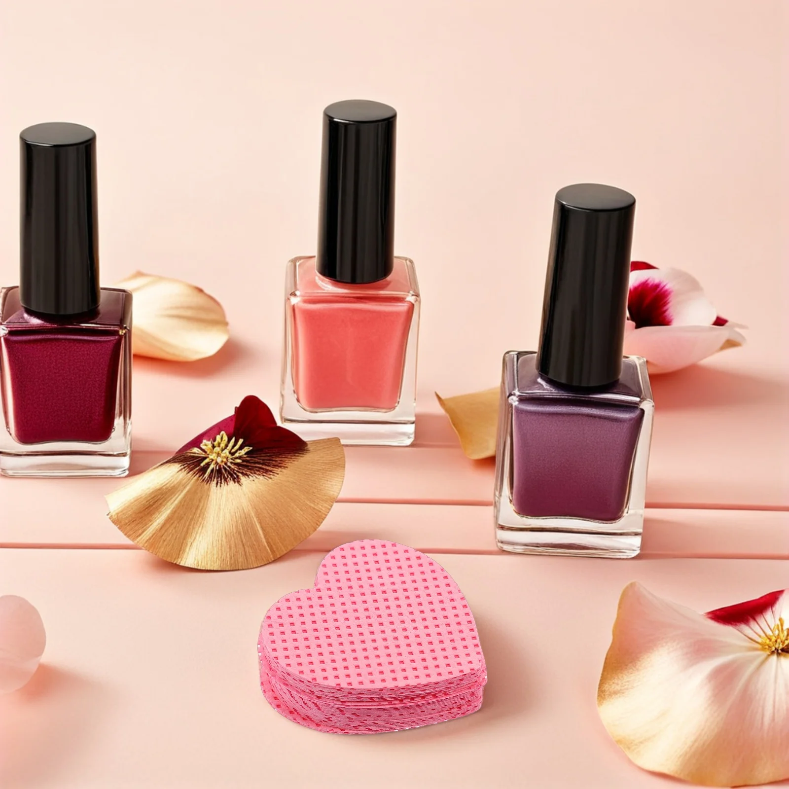 4 boîtes de lingettes pour ongles en forme de cœur, sans peluches, pour le retrait des ongles en gel et en acrylique, coton doux, jetables, tampons nettoyants pour ongles pour le vernis