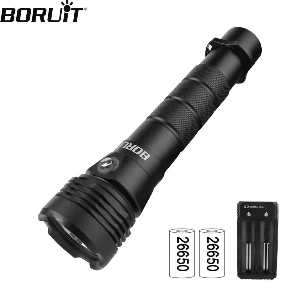 BORUiT M52 3000LM الغوص مصباح يدوي تحت الماء 80 متر المهنية الغوص مصباح غطس إضاءة غاطسة في الليل غاطسة