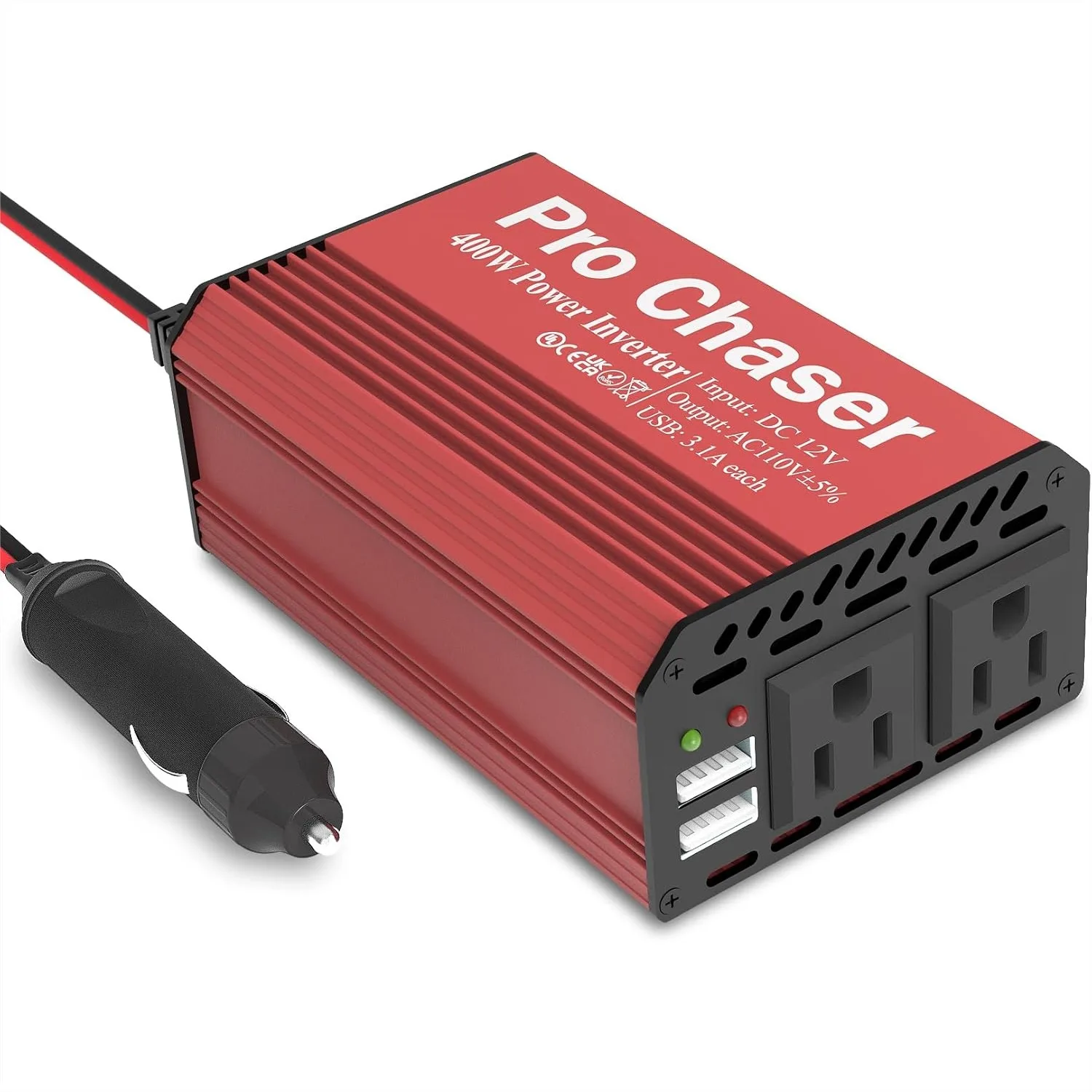 

400W Power Inverter for Vehicles DC 12V to AC 110V Car Inverter with Dual USB Charging Ports and AC Outlets for Laptops Air