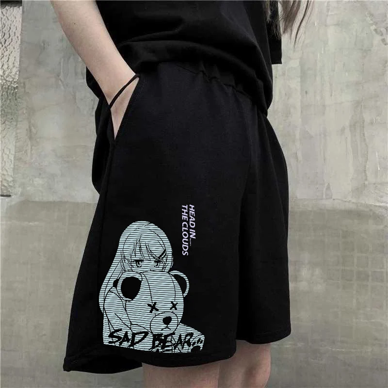 2022 New Gothic y2k cute bear print shorts Korean fashion casual shorts Harajuku retro street pants shorts female direct sales