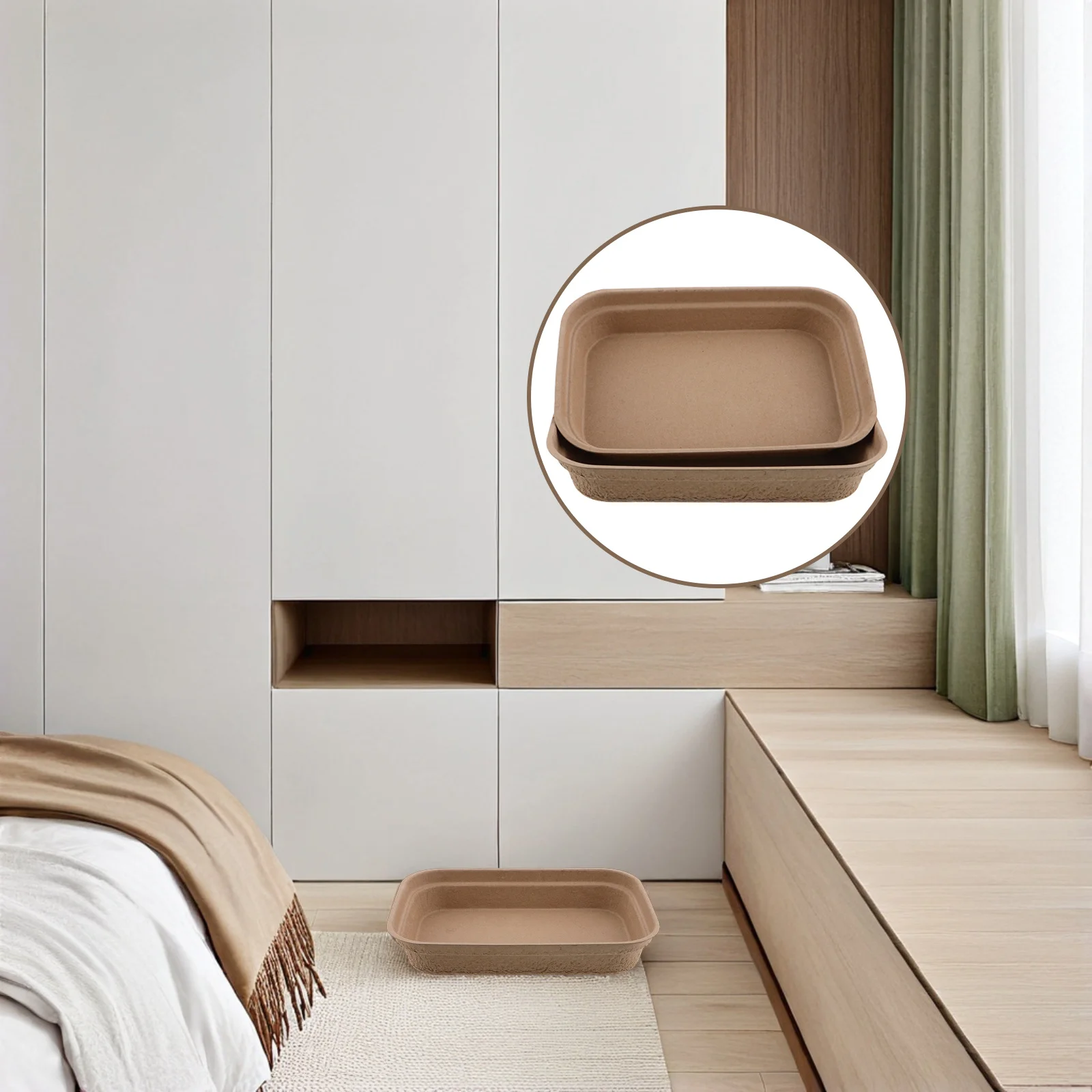 

2Pcs Spacious Pulp Cat Litter Box with High Sides Splash Proof for Large Cats Easy Maintenance Open Top Lightweight for Home Or