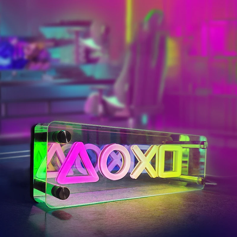 أضواء علامات النيون، مصباح طاولة LED ثلاثي الأبعاد، إضاءة جو مرآة ملونة بألف طبقة، للرياضة الإلكترونية، غرفة النوم، عيد الميلاد، ديكو الحفلات #3