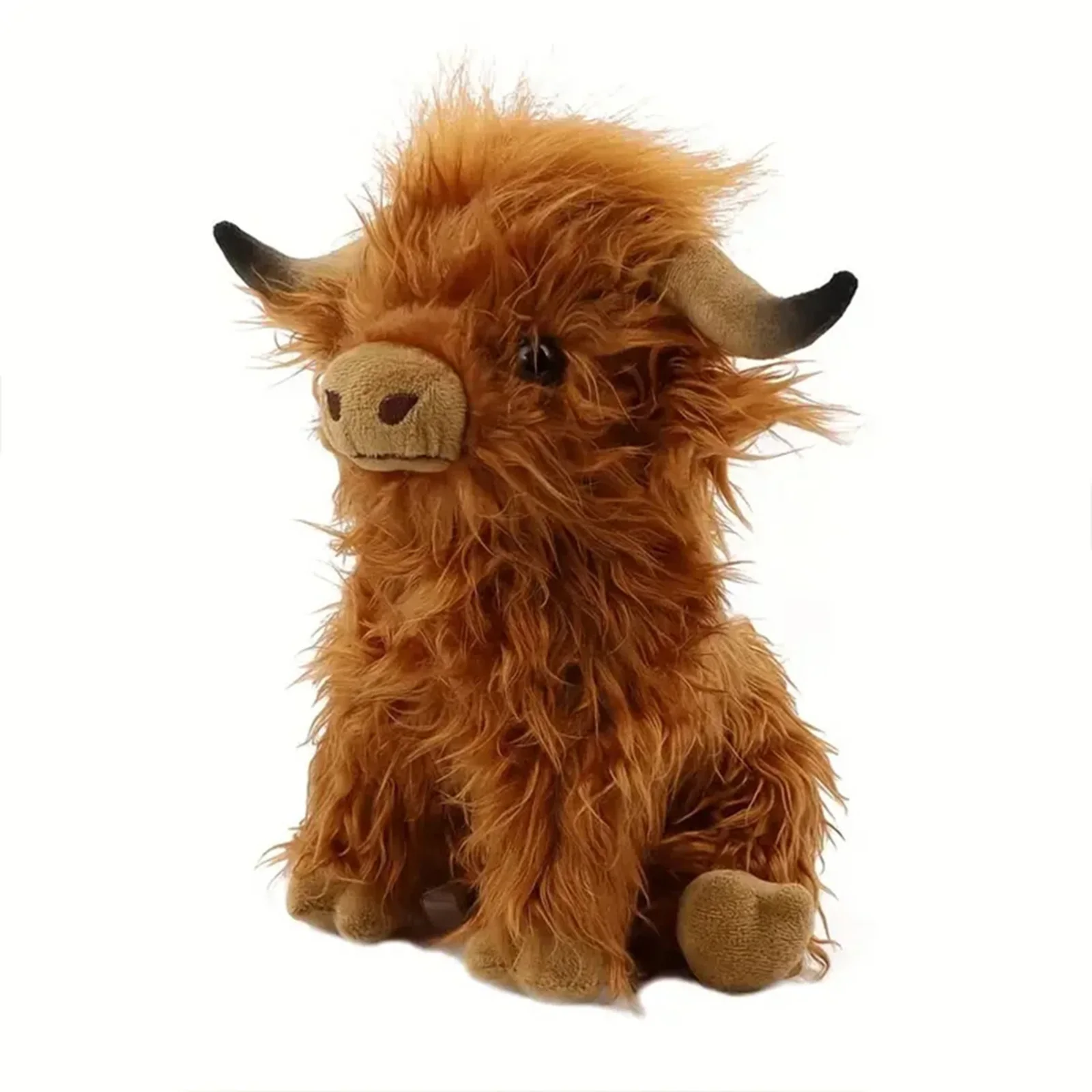 Peluche de Vaca de las Tierras Altas de 30 cm, Simulación de Kyloe Cream, Peluche de Animal, Vaca de las Tierras Altas de Peluche Suave, Regalo para Niños y Niñas
