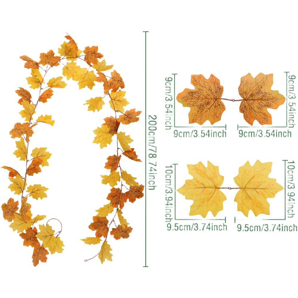 Rattan Wall Hanging Vine Featuring Faux Maple Leaves in Warm Autumn Tones for Indoor Outdoor Seasonal For Home Decor
