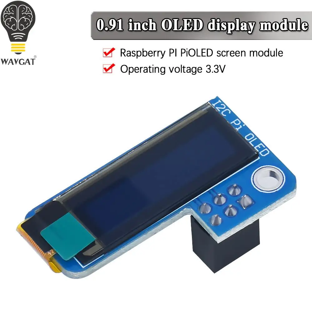 0.91inch OLED 128x32 I2C IIC SSD1306 Blue OLED Display Module for RPI Raspberry Pi 1, B+, Pi 2, Pi 3 and Pi Zero