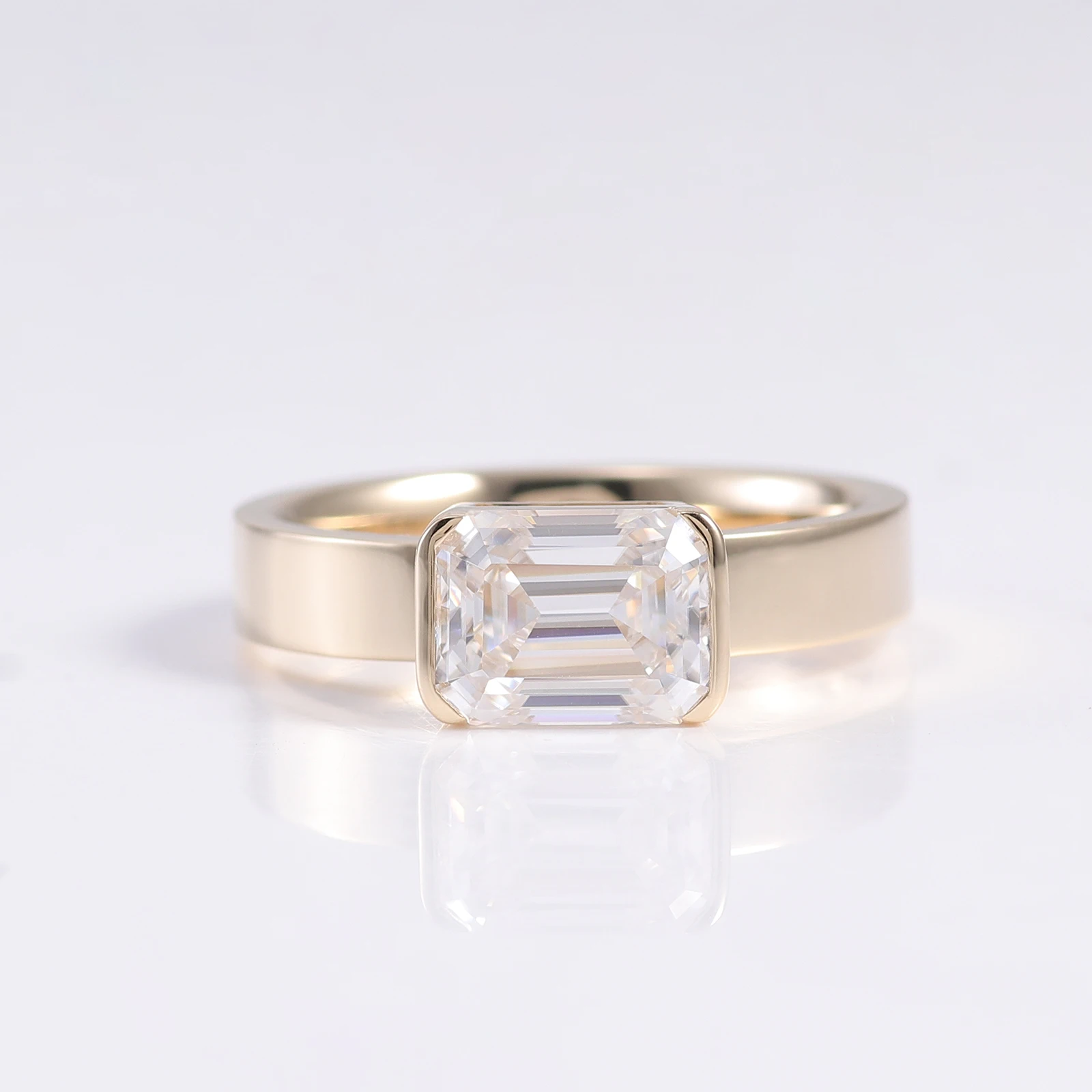 Provence 10K/14K/18K Moissanite Engagement Rings for Women Emerald Cut 3 CT D Color DIY Jewelry Luxury Ring With GRA Certificate