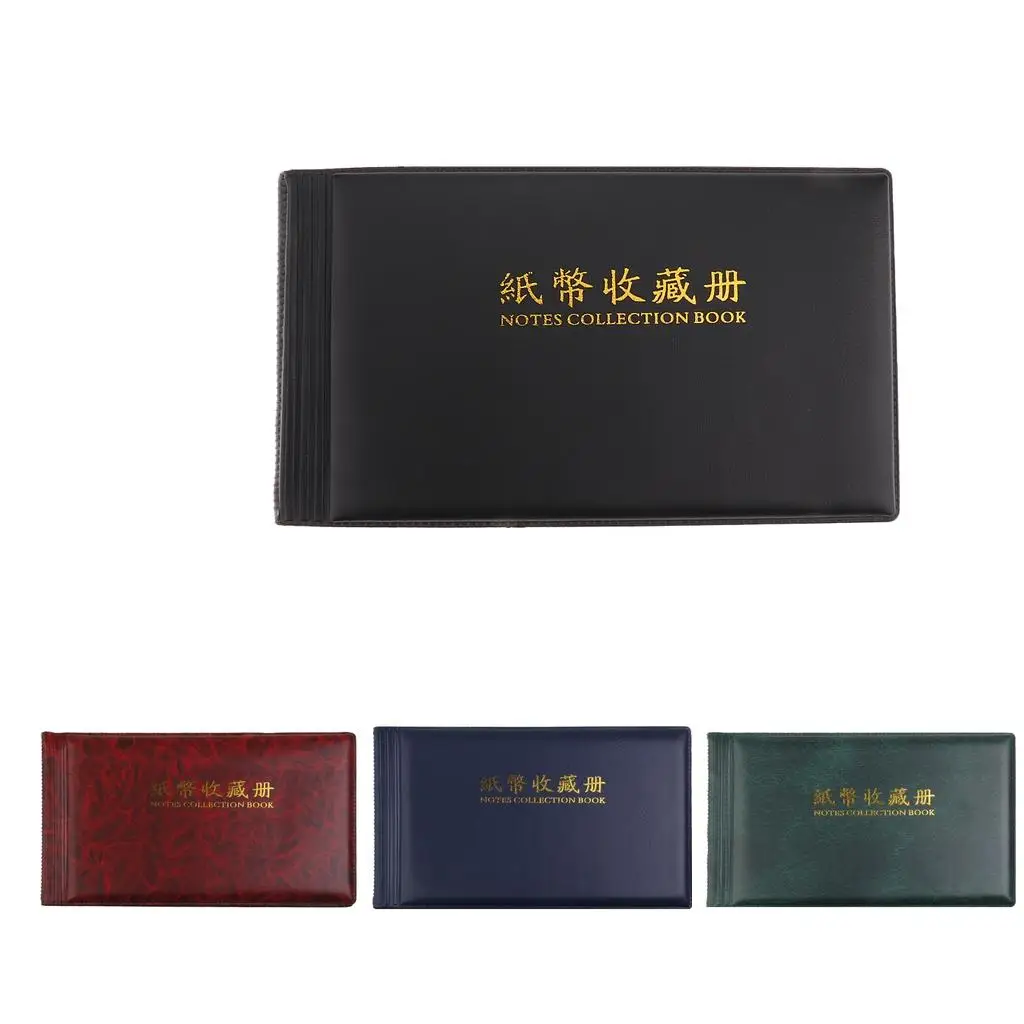 Banknote Album Collection PU Leather Currency Holder Transparent Sheets for Banknotes Display Organizer