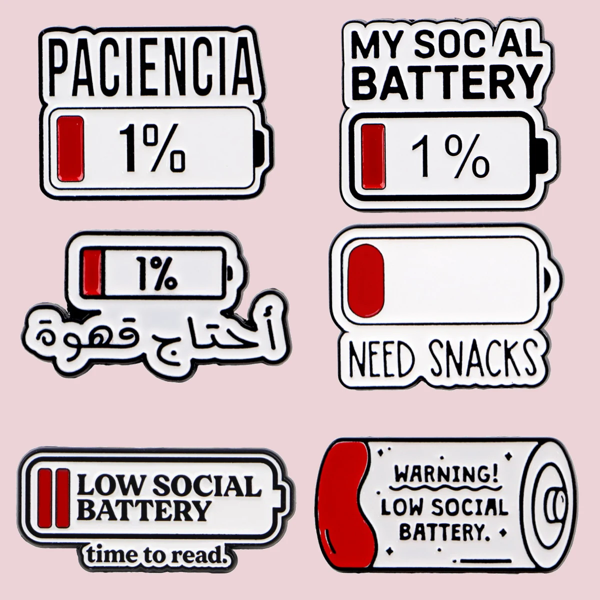 

Paciencia 1% Patience Battery Enamel Pin Social Battery Brooch Badge on Backpack For Clothing Accessories Fashion Jewelry Gifts