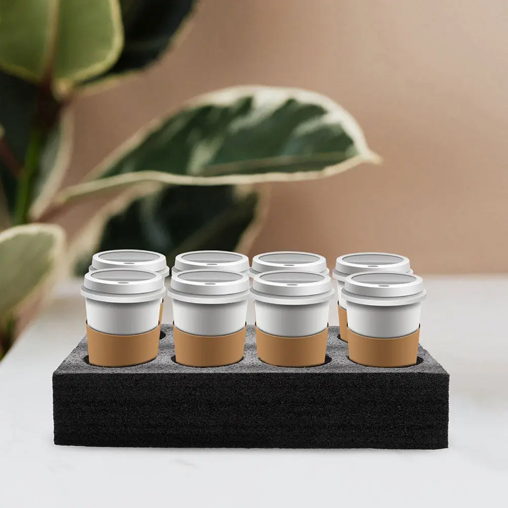 4Pcs 8-Hole Beverage Cup Tray Premium Foam Drink Carrier for Delivery Takeout Coffee Milk Tea Cold Drinks Outdoor Picnic Party view 6