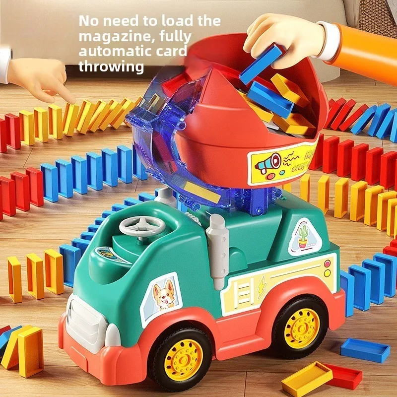 

Детский автоматический посадочный поезд Домино, электромобиль, аксессуары Домино, комплект строительных блоков, полностью автоматический электрический напольный автомобиль