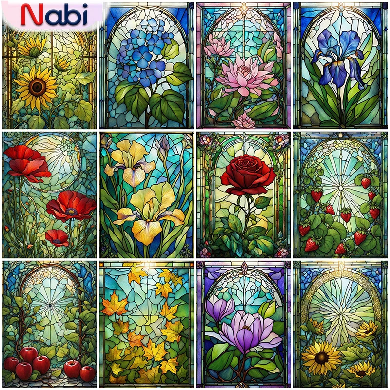 

Алмазная картина Nabi, роза, подсолнух, рукоделие, вышивка, цветок мака, алмазная мозаика, пион, ирис, новинка 2024, декор для стен