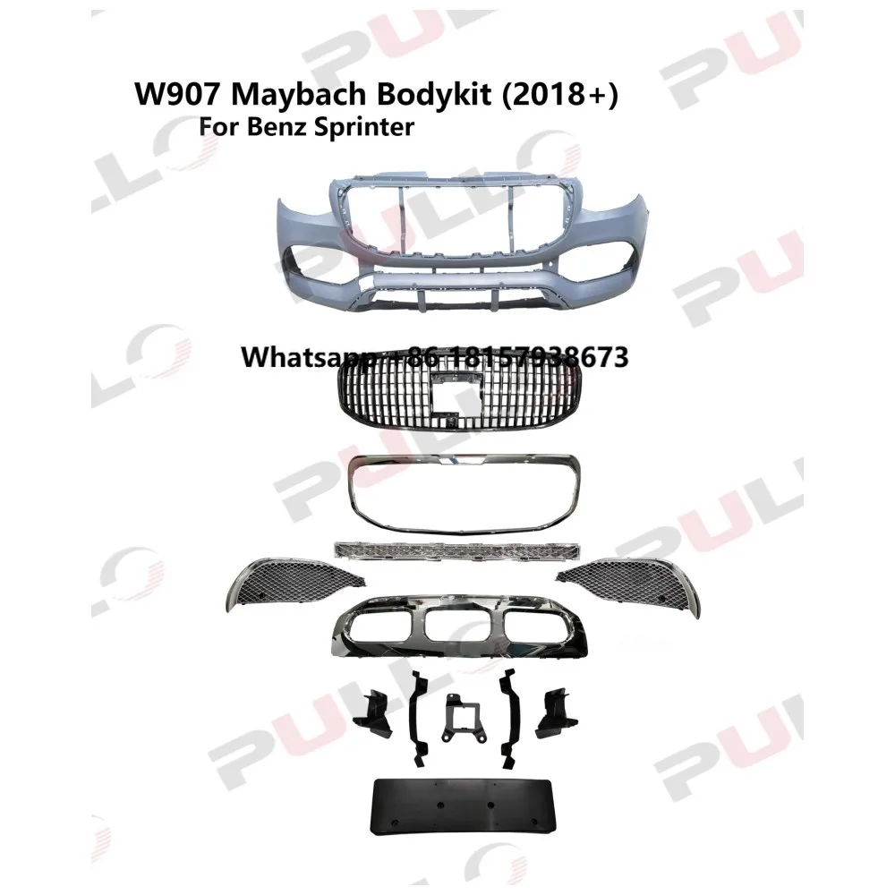 

Body Kit for Mercedes Benz Sprinter W906 W907 W910 2018-2020 Upgrade to Include Front Bumper Assembly with Grille Grill