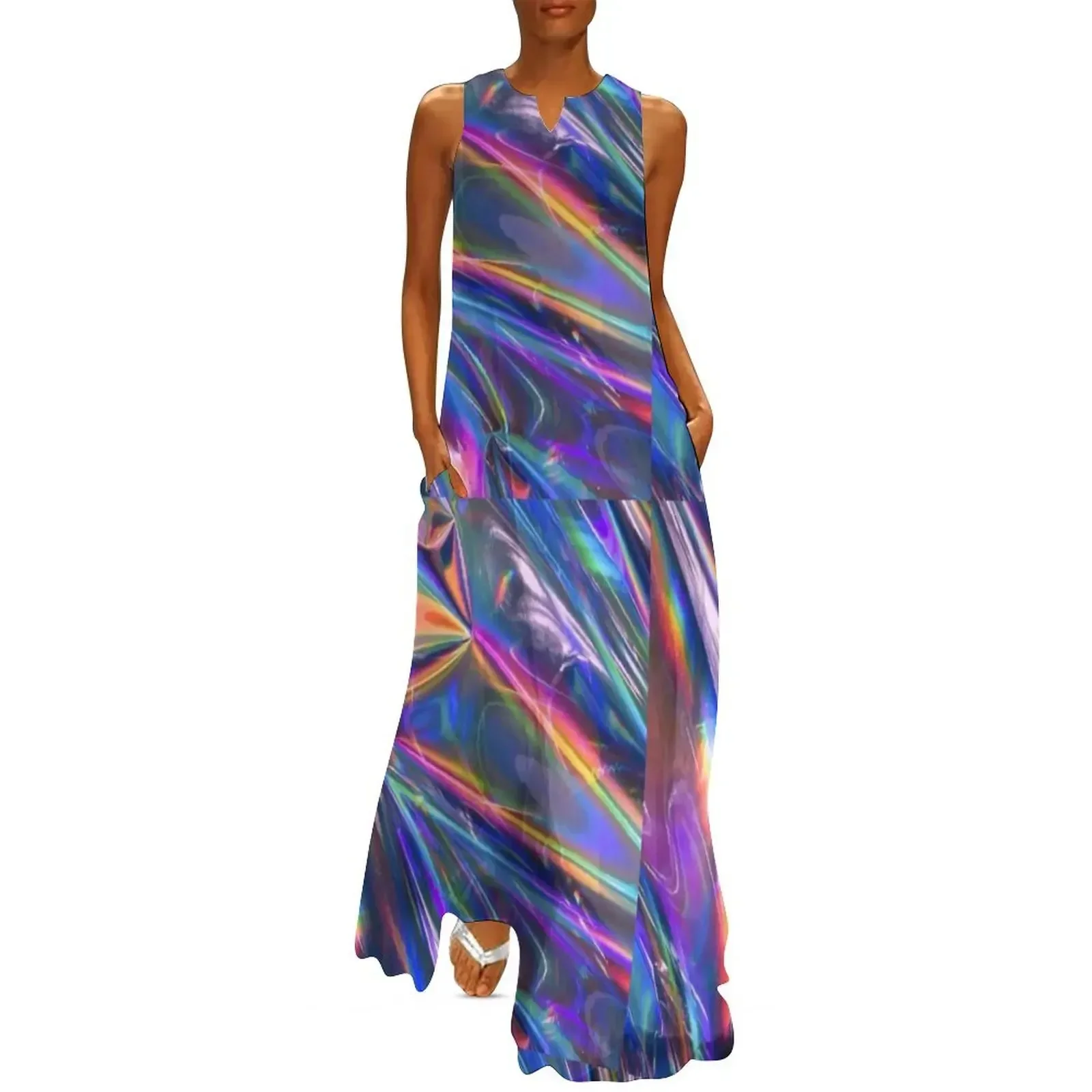 

Holographic Material Long Dress Long dress Dresses gala Women's summer long dress summer womens 2025