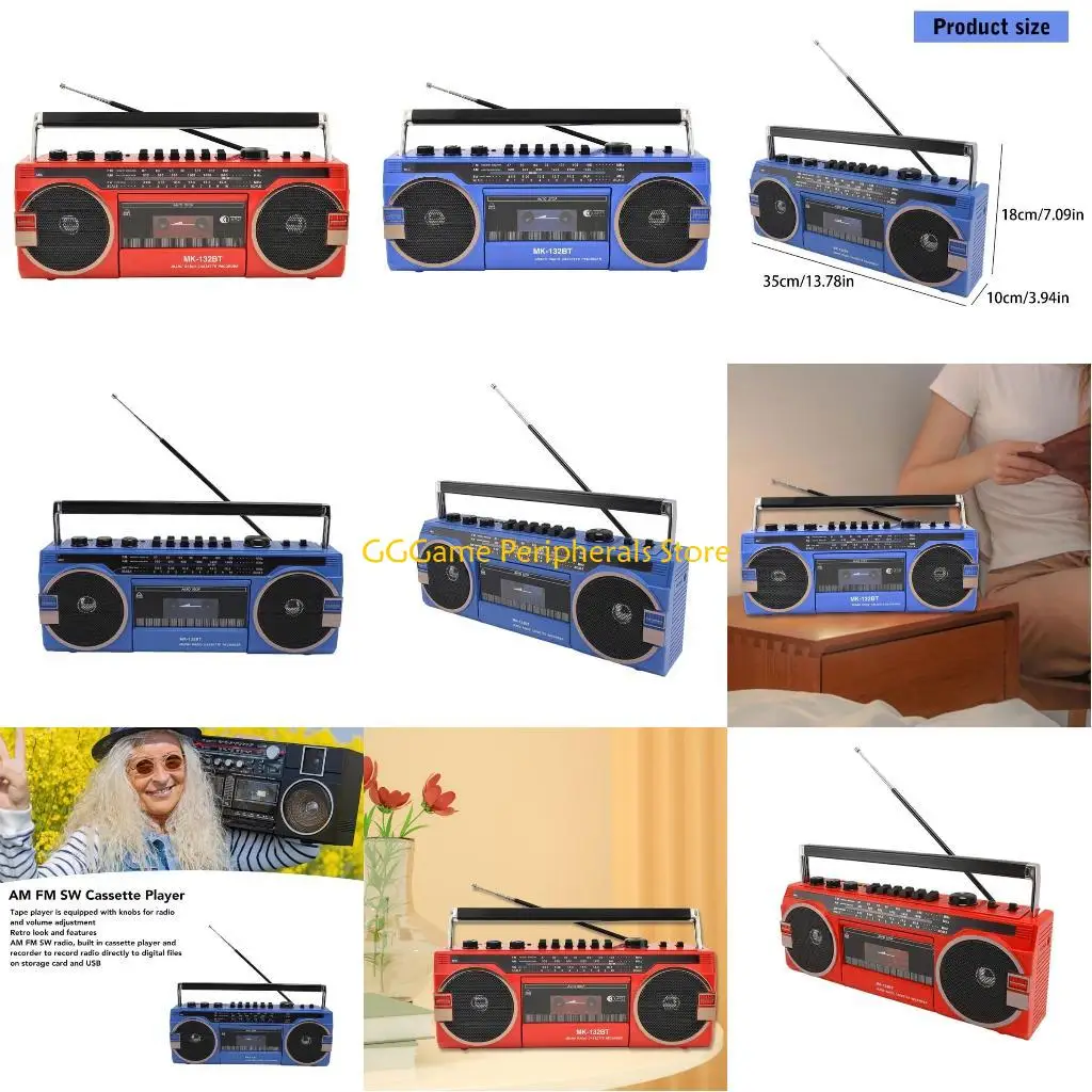 

U55B Vintage FM SW Radio Cassettes Player Bluetooth-compatible Speakers For Outdoor Family Entertainment Travel Use