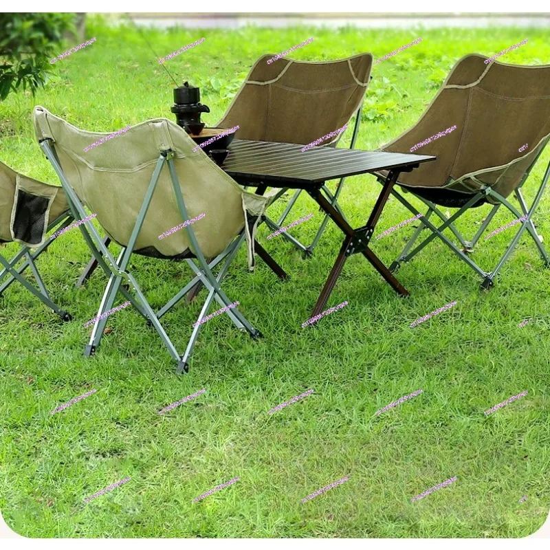 Ultra-Light Portable Folding Moon Chair with Backrest for Outdoor Camping Fishing