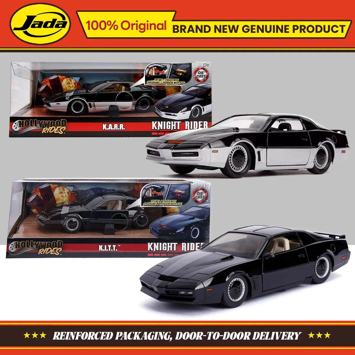 En Stock, JADA Toys Knight Rider 1982 KITT & KARR Pontiac Firebird, Auto de Aleación a Escala 1:24, Modelo de Auto Original de Colección, Regalos
