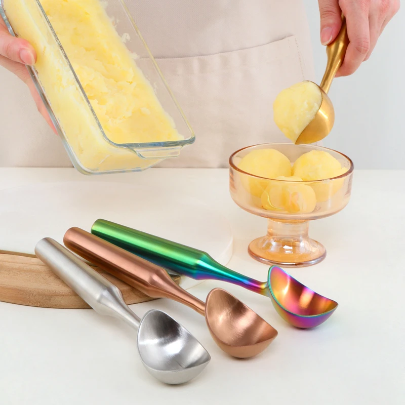 

304 Stainless Steel Ice Cream Scoop Summer Ice Cream Fruit Ball Digging Small Tool Long Handle Household Ice Cream Tools