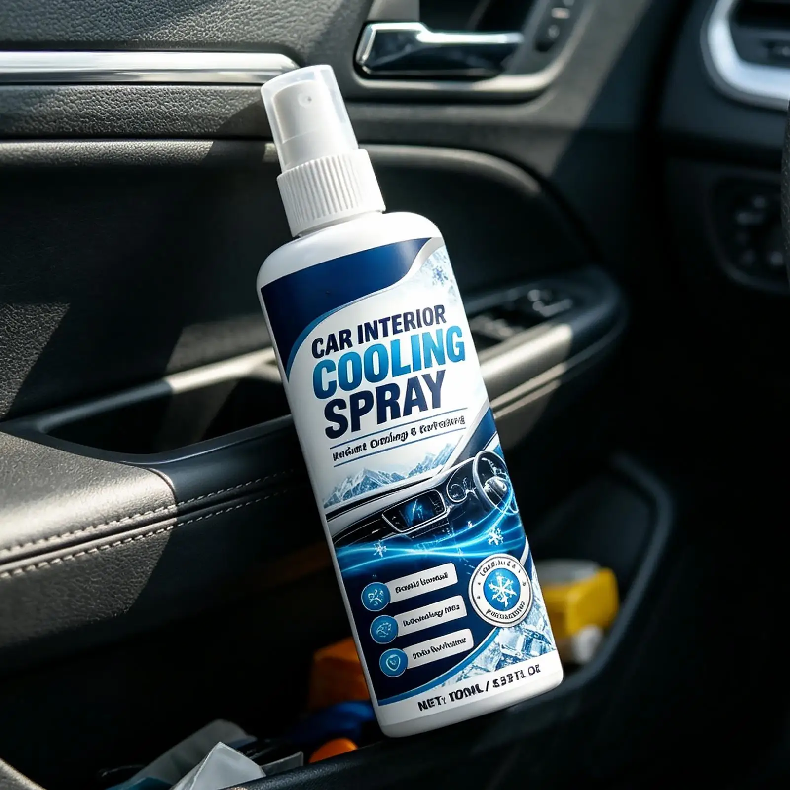 100ml Car Interior Cooling Spray Fast-Acting Freeze Spray Cools Leather Seats Dashboard Steering Wheel, Odor Eliminator view 3