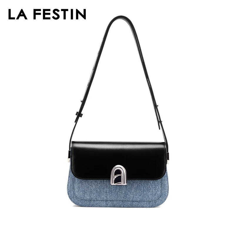 LA FESTIN 2024 New Shoulder Crossbody Bag Women\'s bag Leather Bag Female Bags Small Square Bag Fashion Designer Ladies Bags