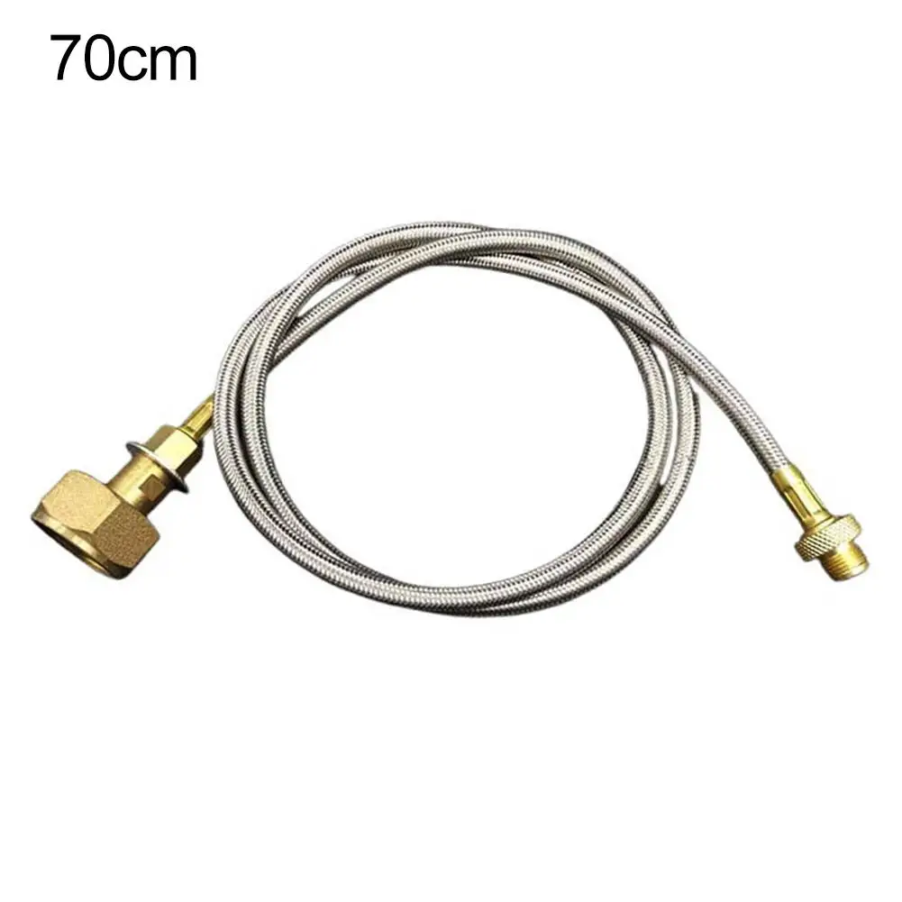 Propane Adapter Hose for Camping Stoves Gas Cylinder Accessory Stainless Steel Connection Pipe 70cm for Outdoor Cooking