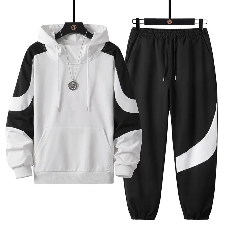 Spring and Autumn Fashion Trend Sports Fitness Hoodie Sweatshirt Set for Men Comfortable Plus Size High Quality Two Pieces Set