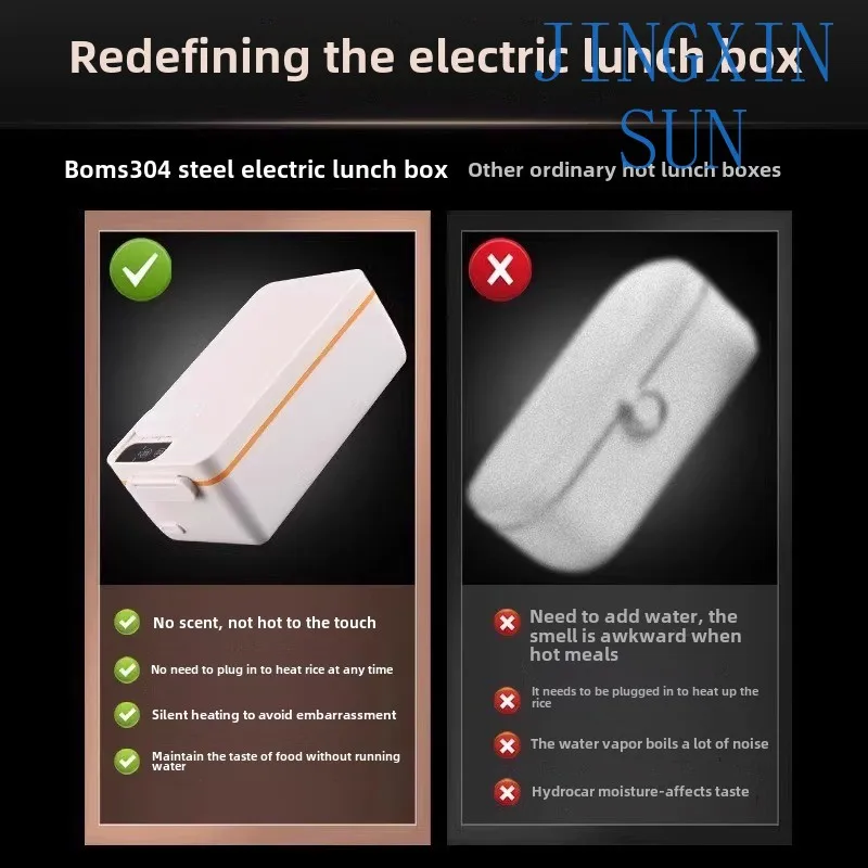 Rechargeable heating lunch box, thermal insulation, unplugged, special car self-heating bento for students and office workers