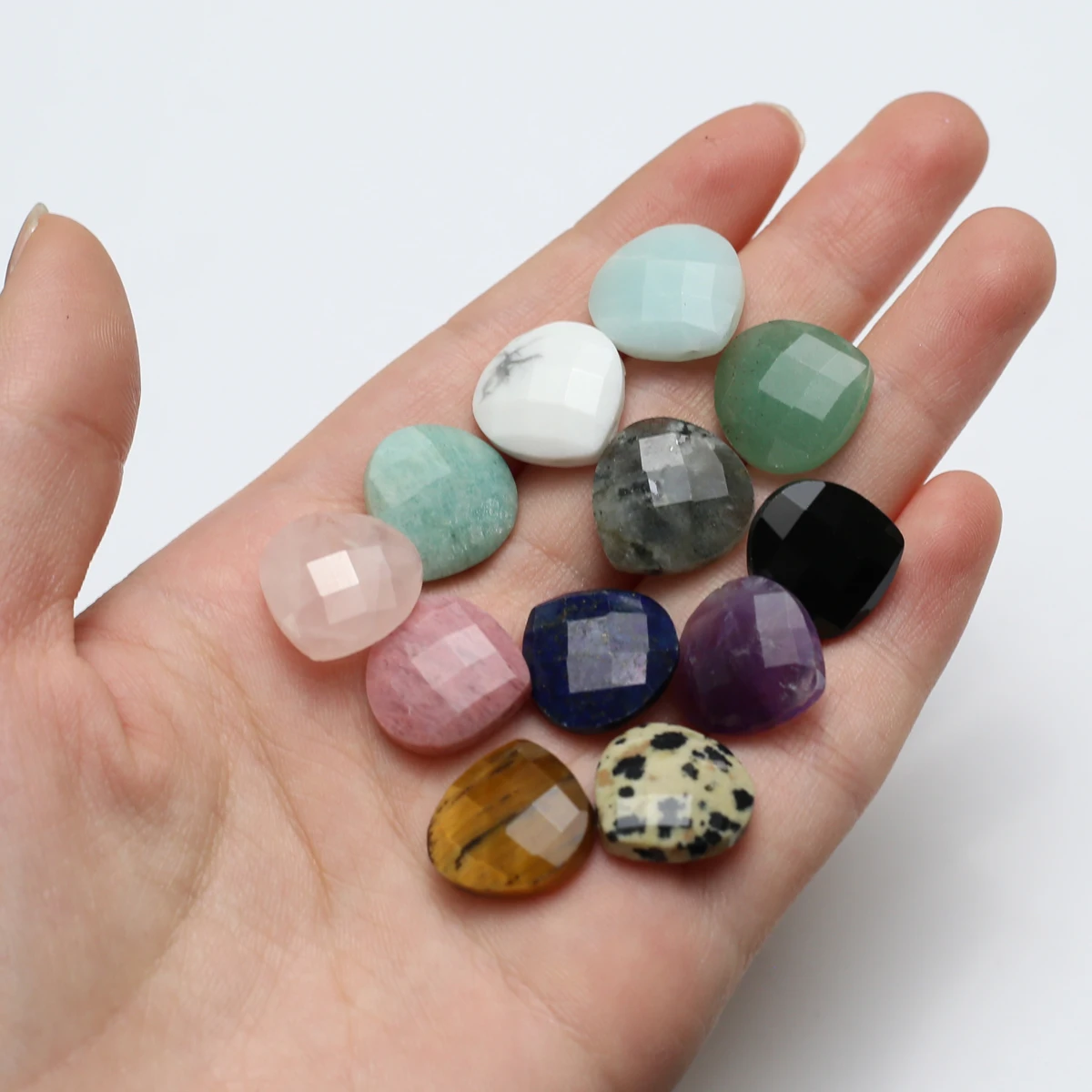 Natural Gemstones Stones Flat Cross Hole Cut Fat Droplets Fine Ladies Earring Pendants  Jewelry Making DIY Necklace Accessories image 3