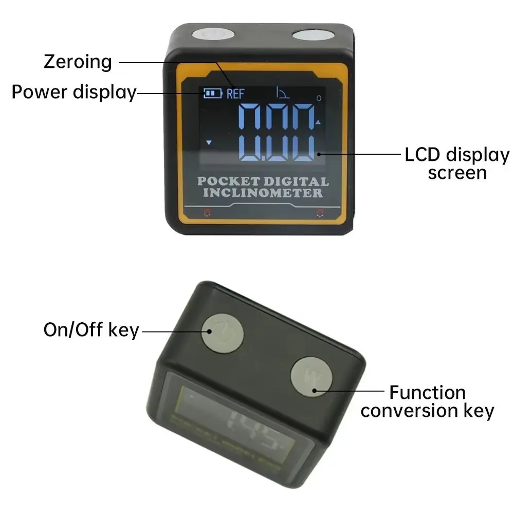 

Type-c Digital Inclinometer Backlight Display Digital Angle Gauge Magnetic Protractor Magnetic Base Angle Cube
