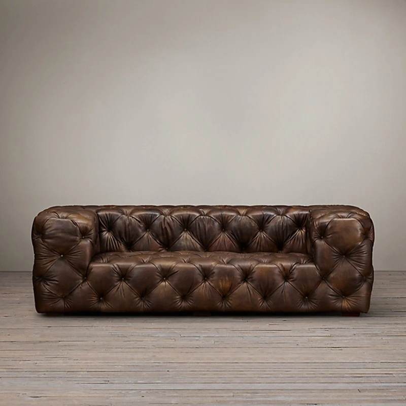 Leather sofa retro industrial style living room first layer cowhide