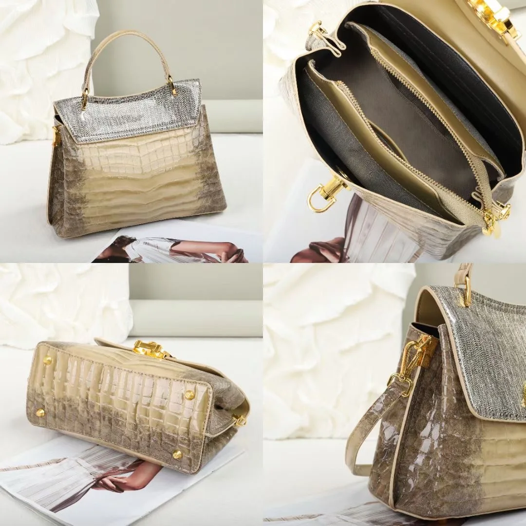 Leather Top Handle Purse Satchel Bag Designer Shoulder Tote Ladies Crossbody for Women Shell Wrapped Laser