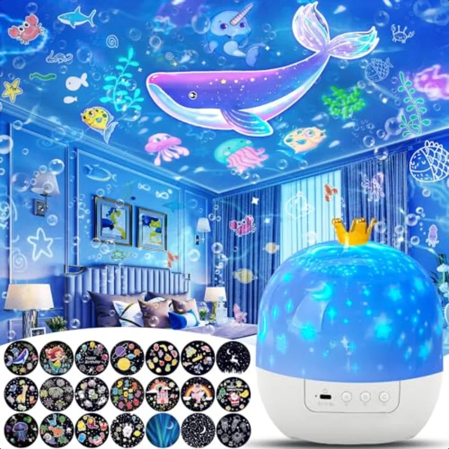 

21 Sets of Films Night Lights for Star Galaxy Projector Bedroom Ceiling Star Projector with 360 Rotating for Boys and Girls Bir