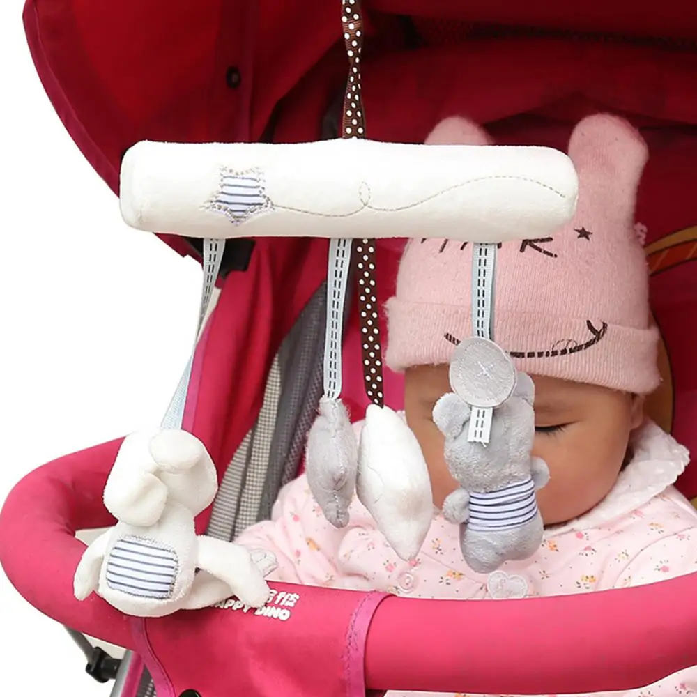 Niedliche Kaninchen Baby Musik hängen Bett Sicherheits sitz Plüsch Spielzeug Hand glocke multifunktion ale Kinderwagen mobile Plüsch & Stofftiere