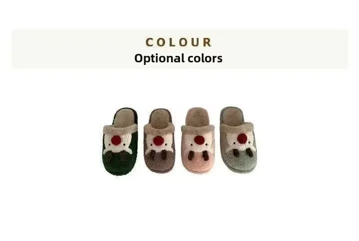Winter-Weihnachts-Hausschuhe für Damen, Herren, weiche, rutschfeste Sandalen für den Innenbereich, warme, flache Plüsch-Slides für Paare, Unisex, niedliche Schuhe für Erwachsene – Detail 7